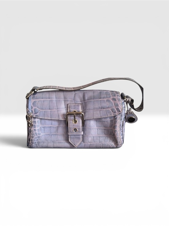 Handbags - Dooney and Burke Leather Croc-Embossed Shoulder Bag in Lavender